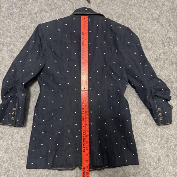 Cinq a Sept Blazer Womens 0 Blue Denim Embellished Studs Rhinestones Jacket NWT - Picture 10 of 12